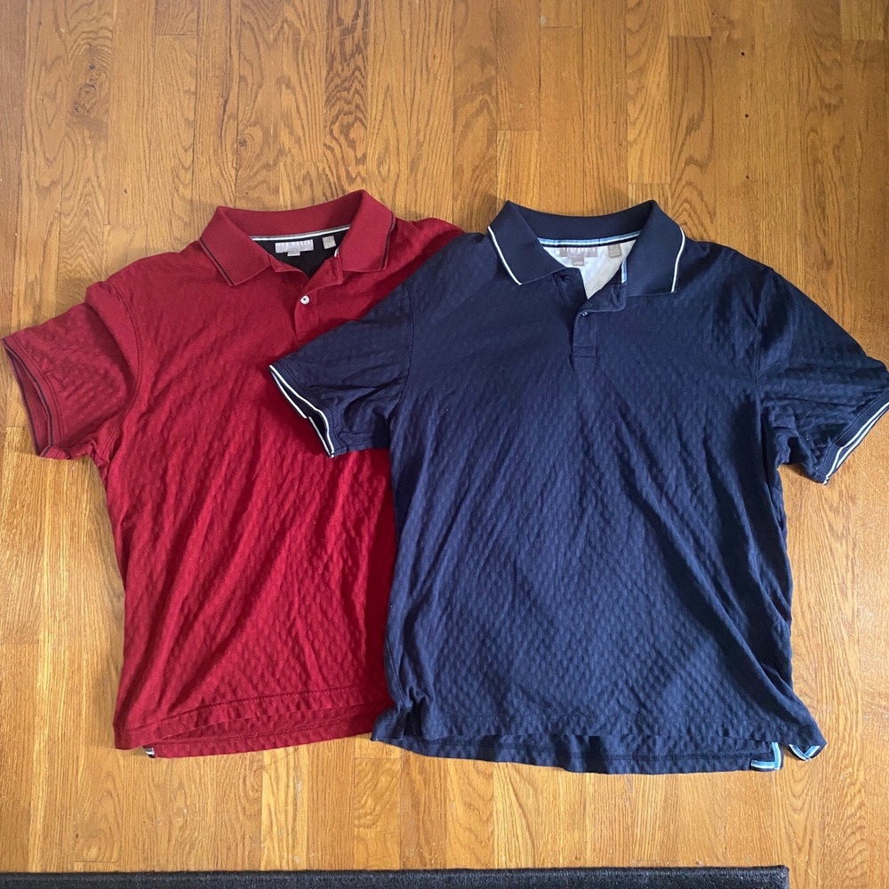 Ted Baker Bundle Polo Shirt Men Large Navy Red Textured Golf Smart Casual